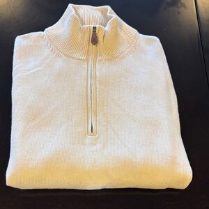 Brooks Brothers Men's Medium Weight Off-White Quarter Zip Sweater. Men’s S. EUC.